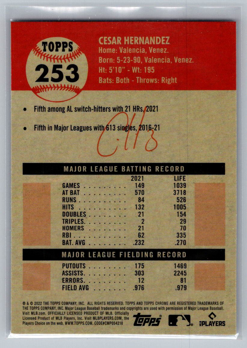 2022 Topps Chrome Platinum Anniversary #253 Cesar Hernandez