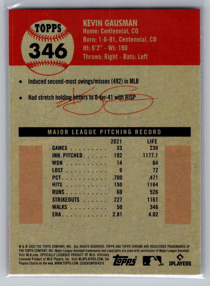 2022 Topps Chrome Platinum Anniversary #346 Kevin Gausman