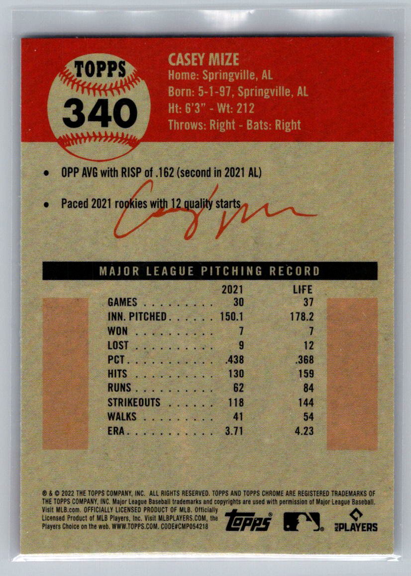 2022 Topps Chrome Platinum Anniversary #340 Casey Mize