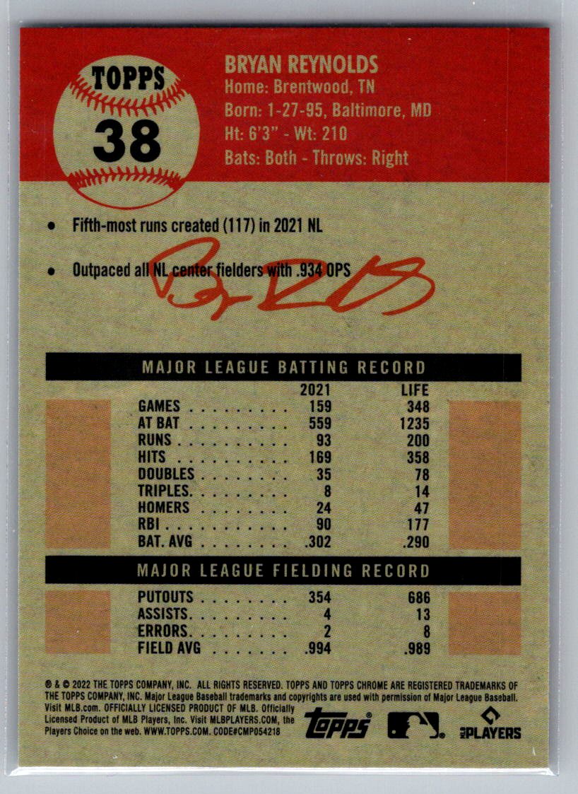 2022 Topps Chrome Platinum Anniversary #38 Bryan Reynolds