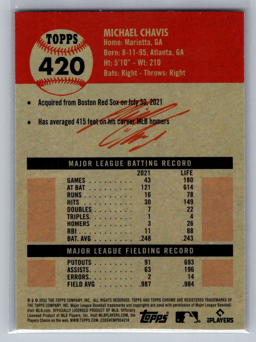 2022 Topps Chrome Platinum Anniversary #420 Michael Chavis