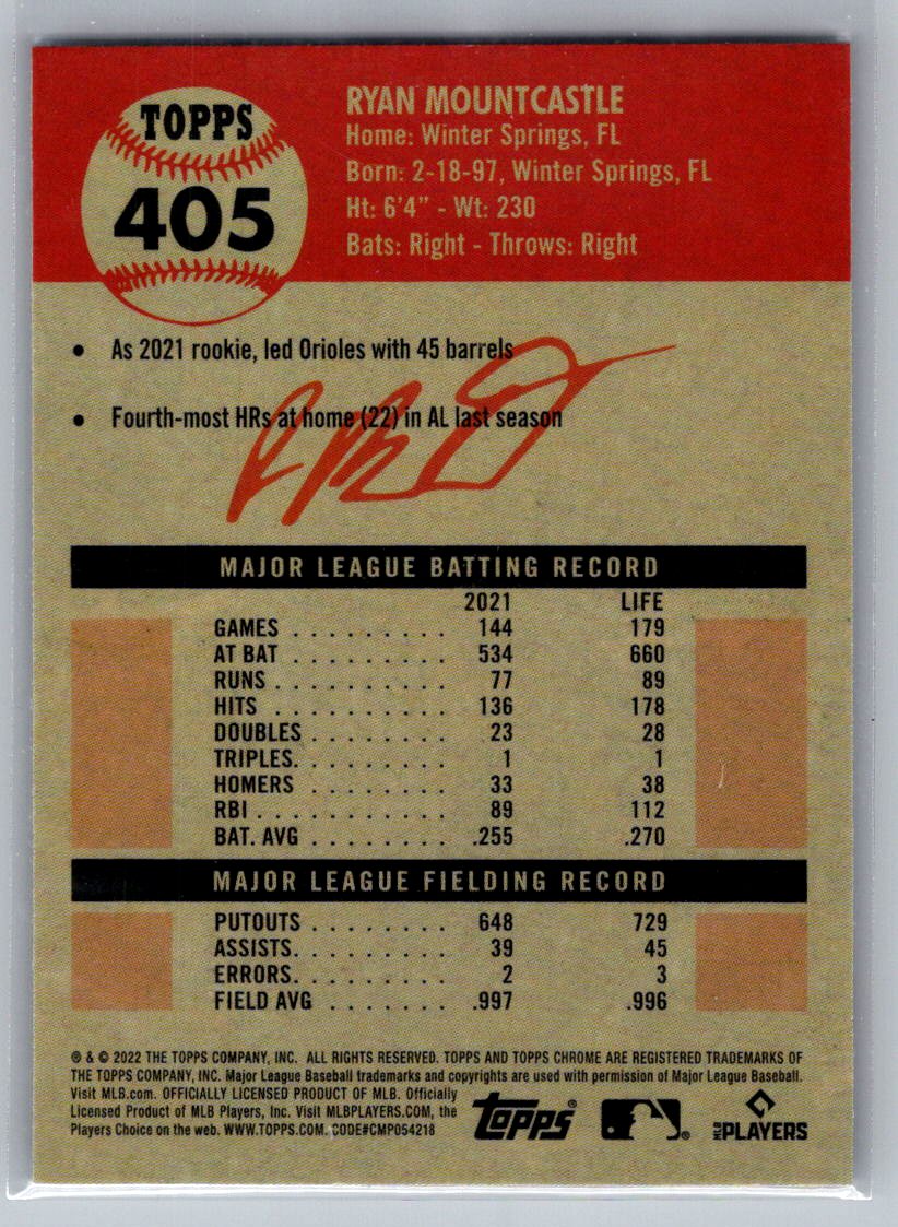2022 Topps Chrome Platinum Anniversary #405 Ryan Mountcastle