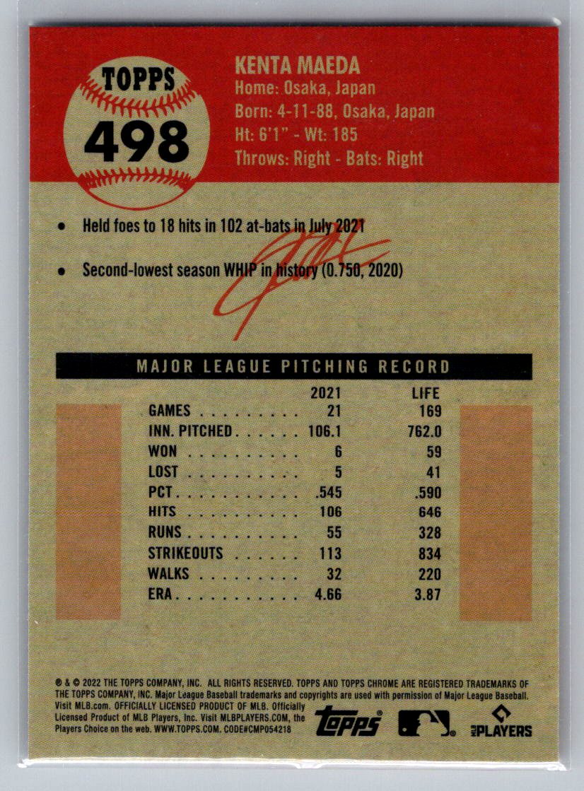 2022 Topps Chrome Platinum Anniversary #498 Kenta Maeda