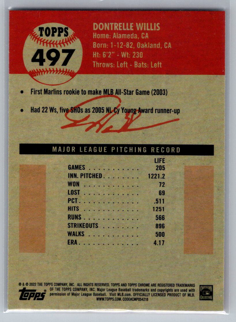 2022 Topps Chrome Platinum Anniversary #497 Dontrelle Willis