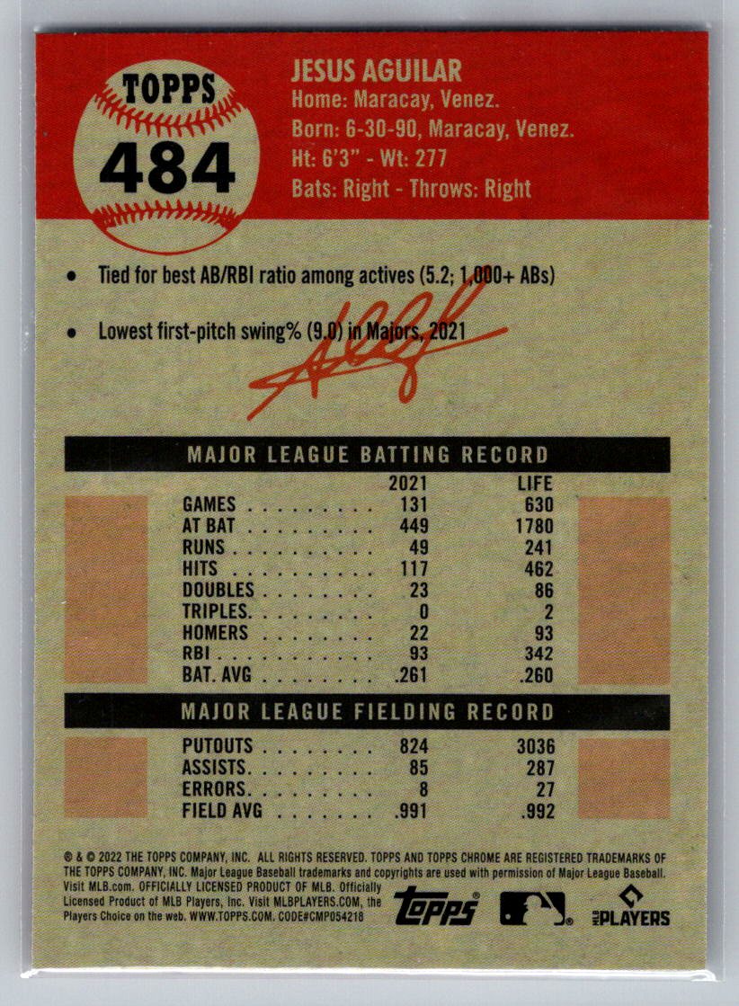 2022 Topps Chrome Platinum Anniversary #484 Jesus Aguilar