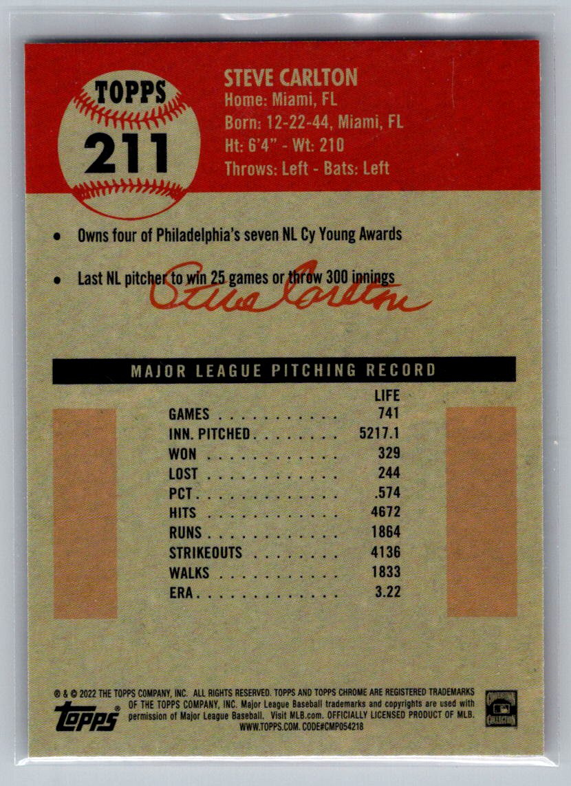 2022 Topps Chrome Platinum Anniversary #211 Steve Carlton