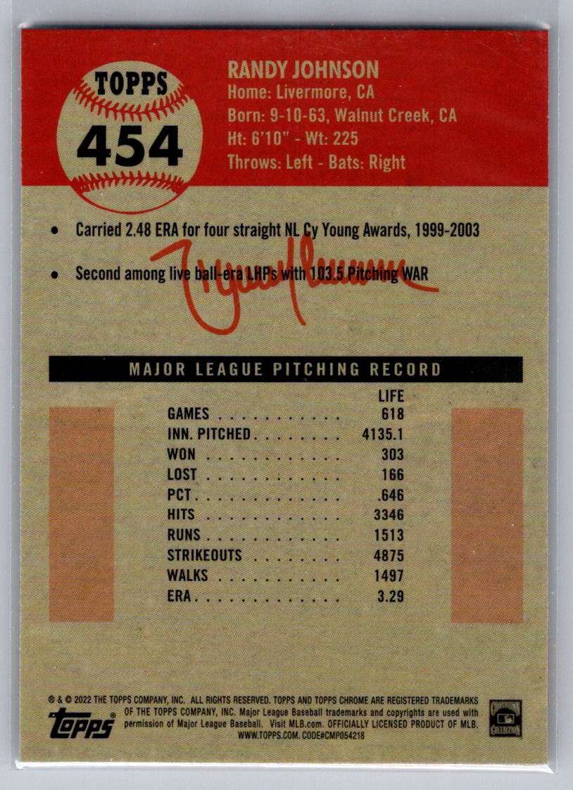 2022 Topps Chrome Platinum Anniversary #454 Randy Johnson