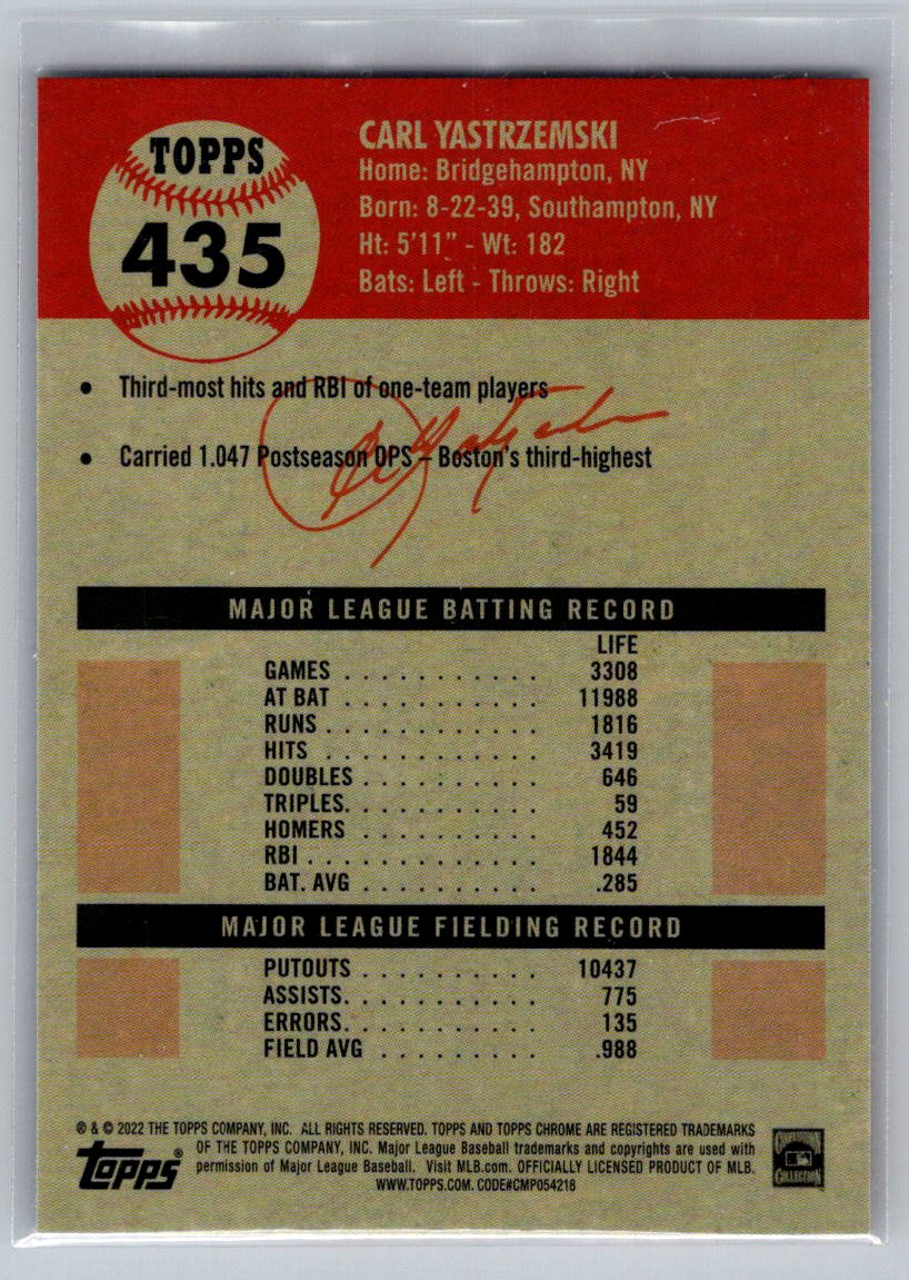 2022 Topps Chrome Platinum Anniversary #435 Carl Yastrzemski