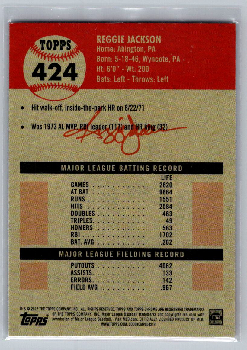 2022 Topps Chrome Platinum Anniversary #424 Reggie Jackson