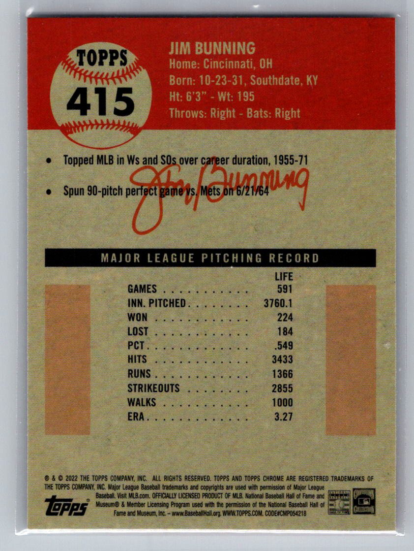 2022 Topps Chrome Platinum Anniversary #415 Jim Bunning