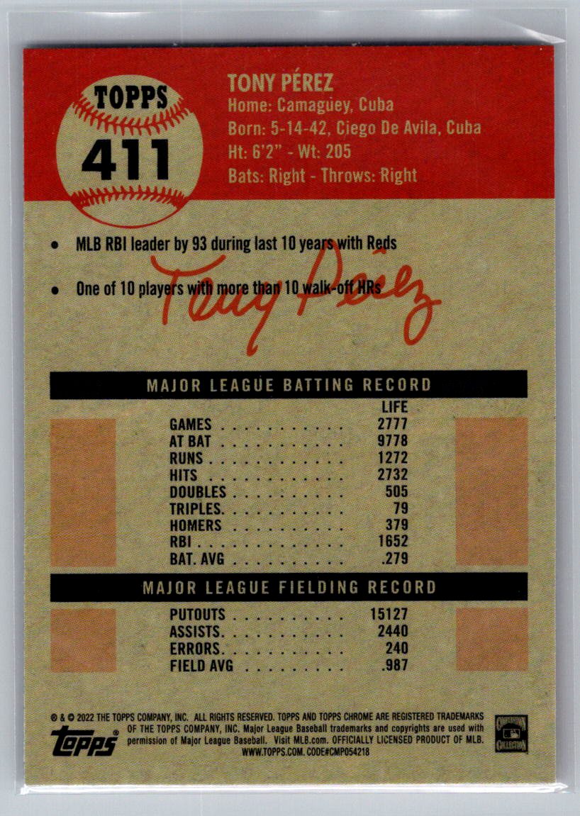 2022 Topps Chrome Platinum Anniversary #411 Tony Pérez