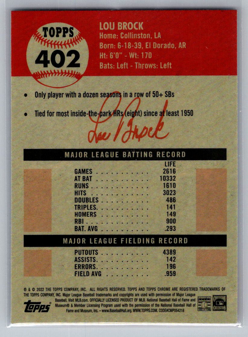 2022 Topps Chrome Platinum Anniversary #402 Lou Brock