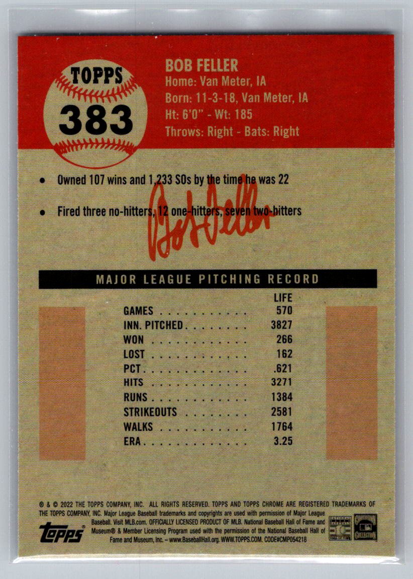 2022 Topps Chrome Platinum Anniversary #383 Bob Feller