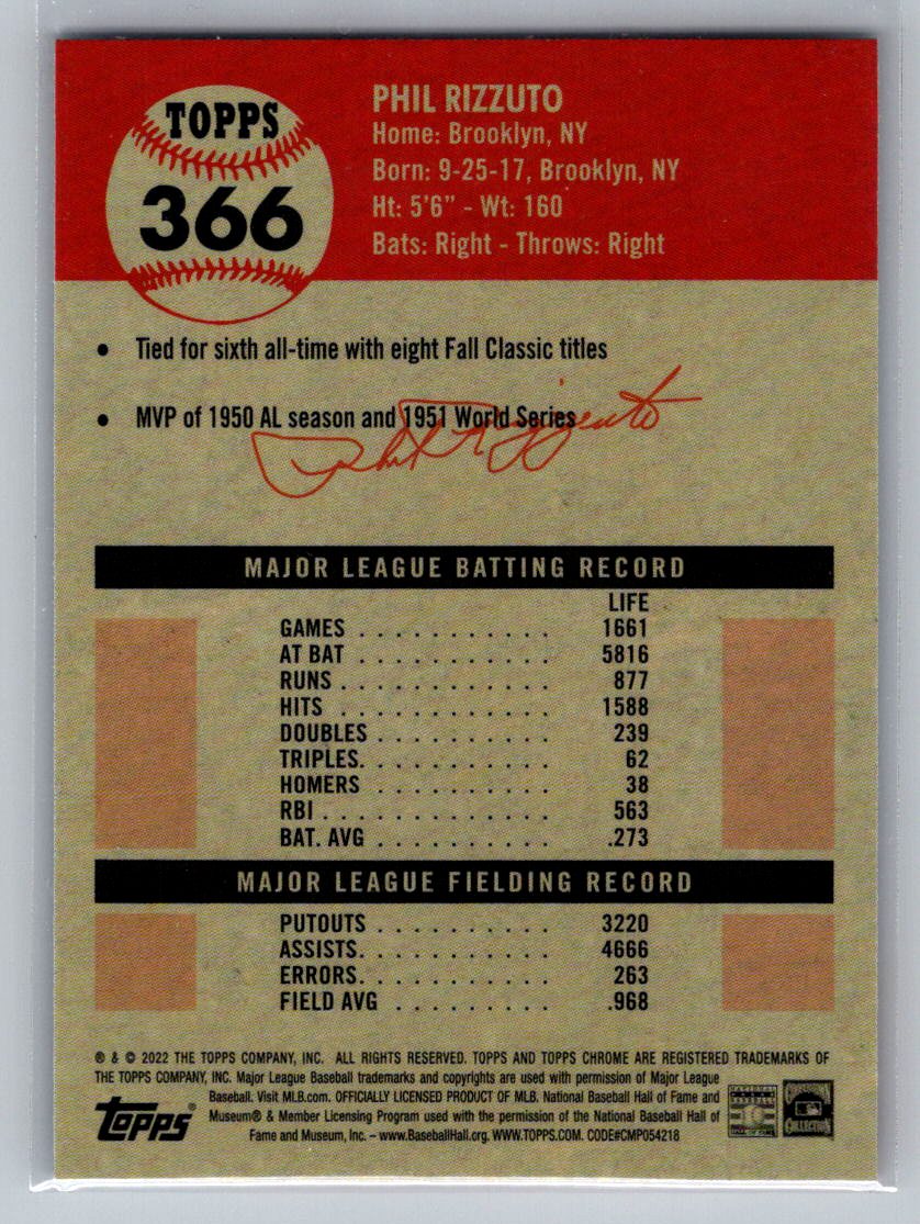 2022 Topps Chrome Platinum Anniversary #366 Phil Rizzuto