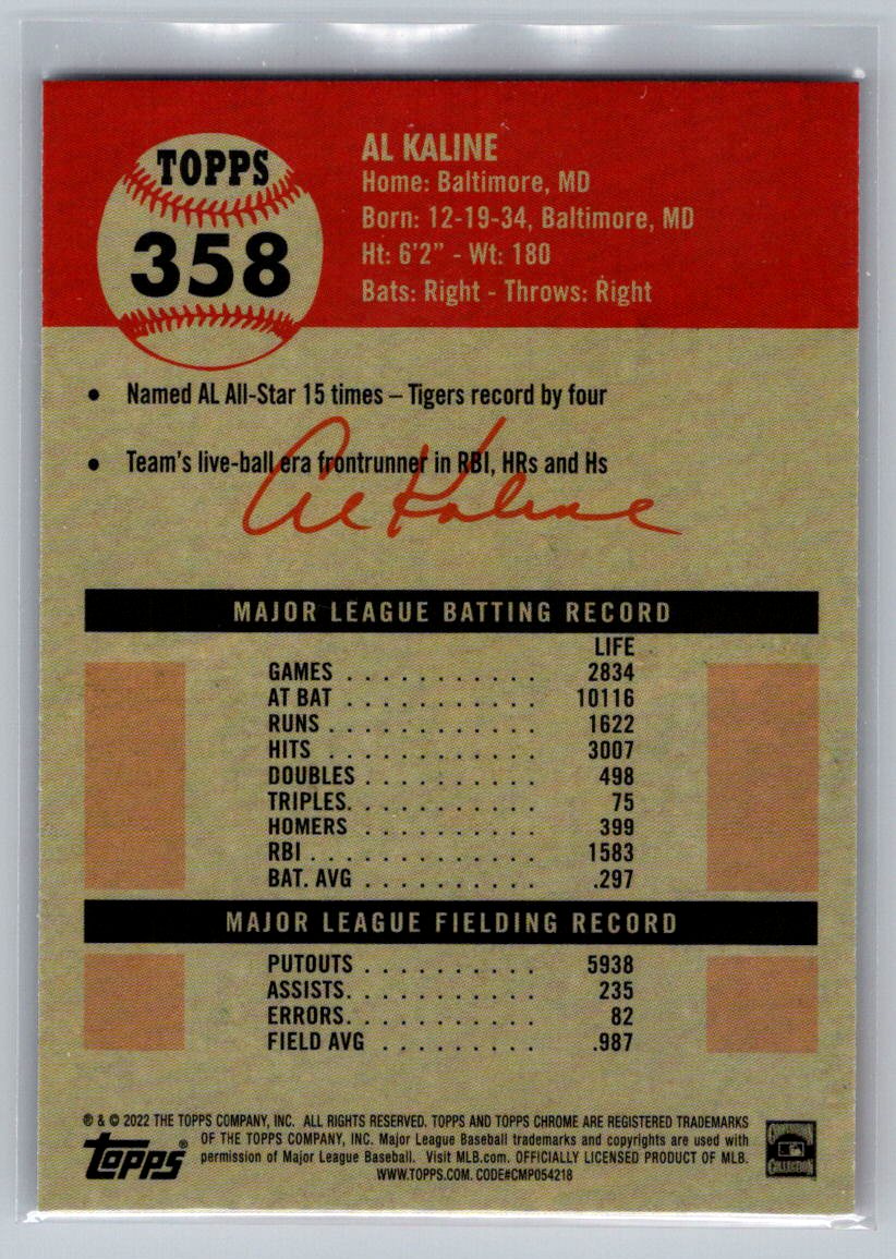 2022 Topps Chrome Platinum Anniversary #358 Al Kaline