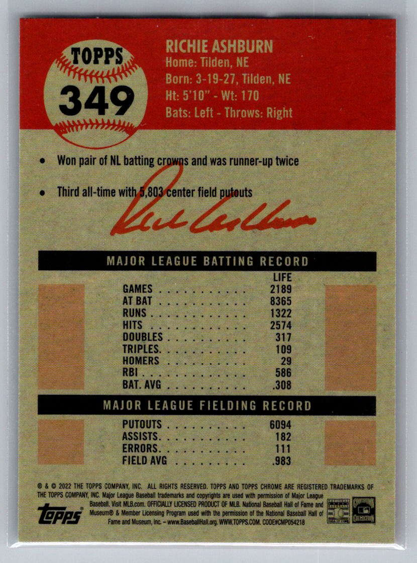 2022 Topps Chrome Platinum Anniversary #349 Richie Ashburn
