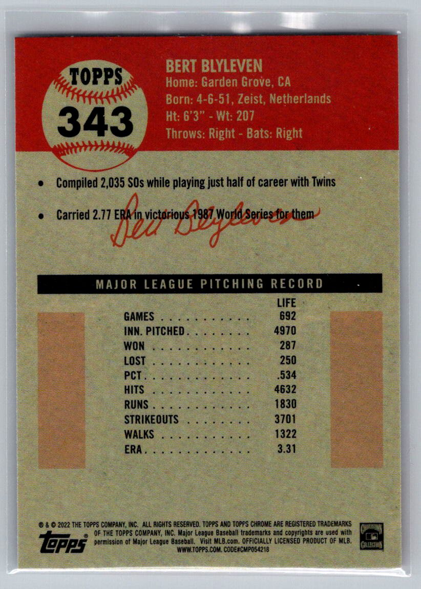 2022 Topps Chrome Platinum Anniversary #343 Bert Blyleven