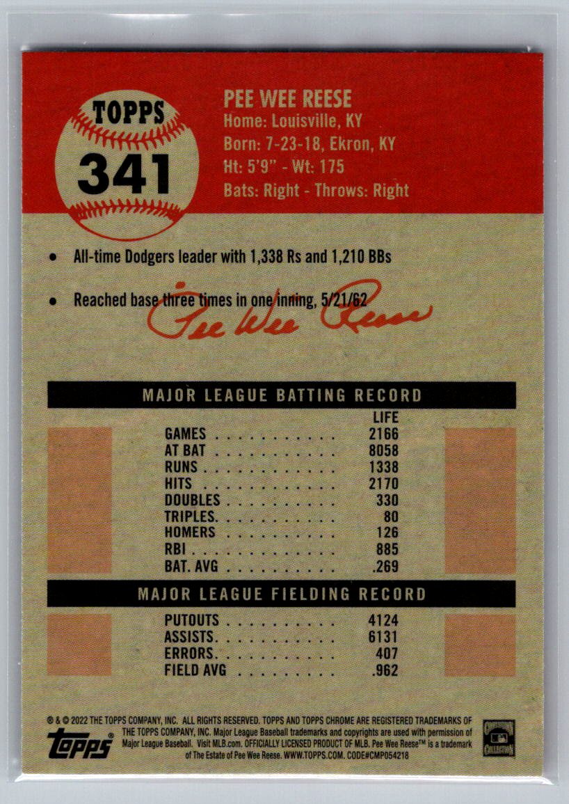 2022 Topps Chrome Platinum Anniversary #341 Pee Wee Reese