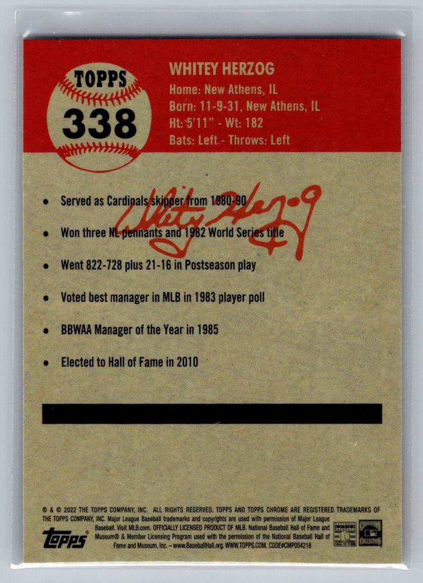 2022 Topps Chrome Platinum Anniversary #338 Whitey Herzog