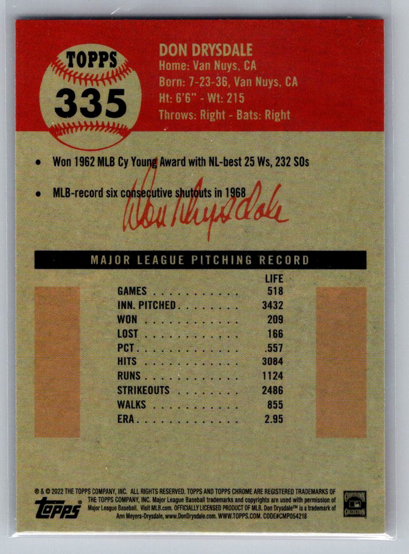2022 Topps Chrome Platinum Anniversary #335 Don Drysdale
