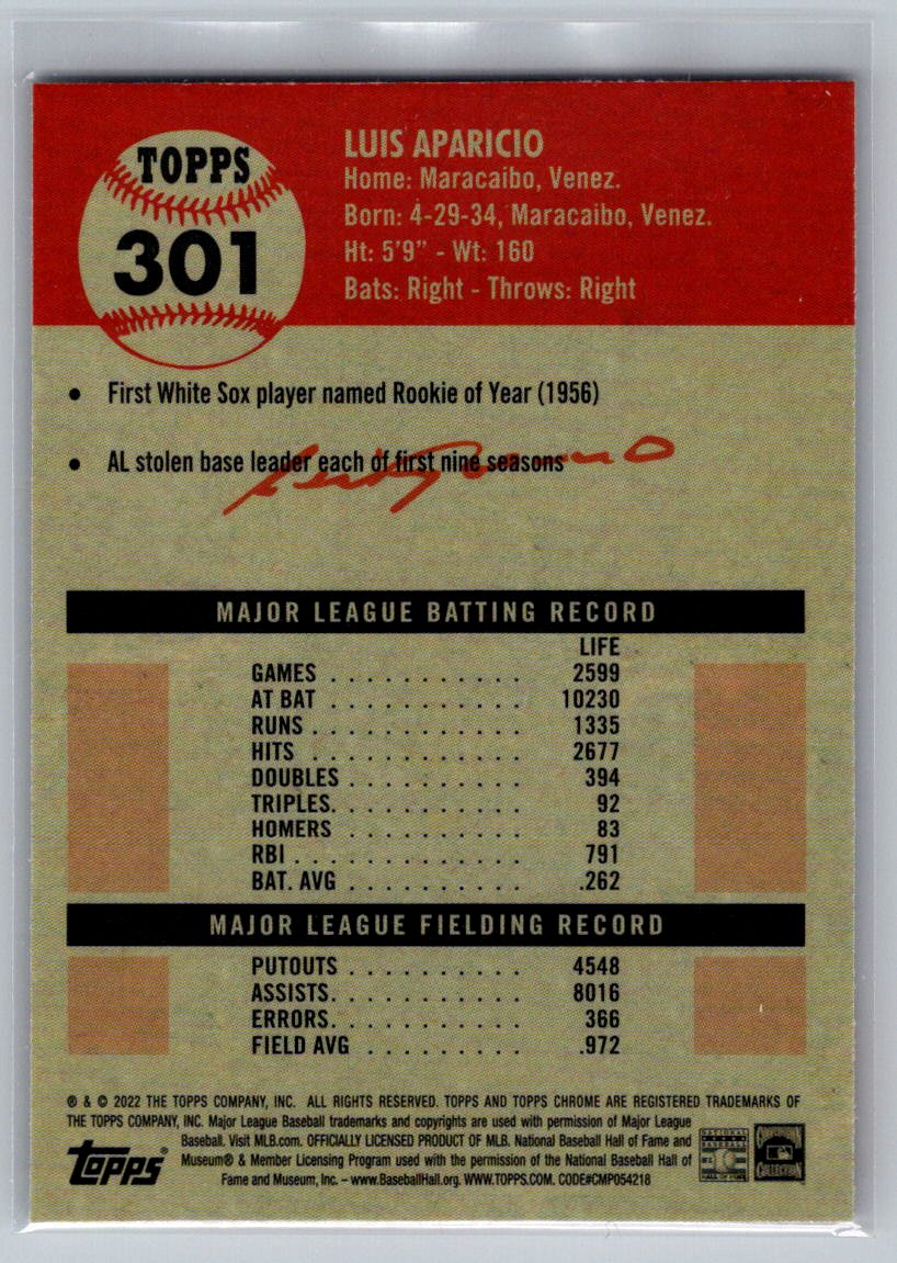 2022 Topps Chrome Platinum Anniversary #301 Luis Aparicio