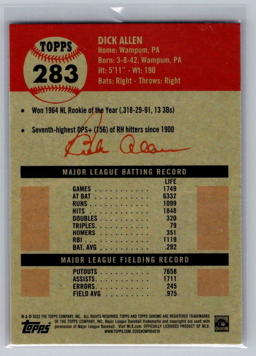 2022 Topps Chrome Platinum Anniversary #283 Dick Allen