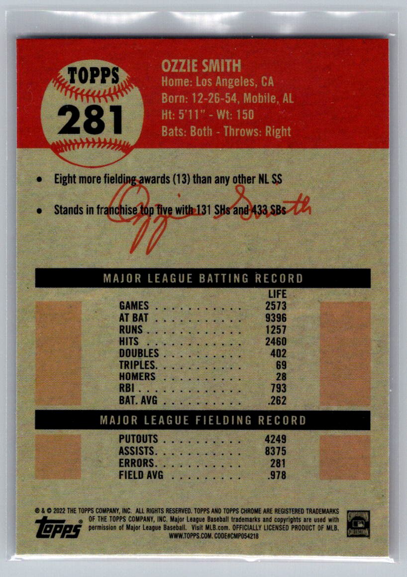 2022 Topps Chrome Platinum Anniversary #281 Ozzie Smith