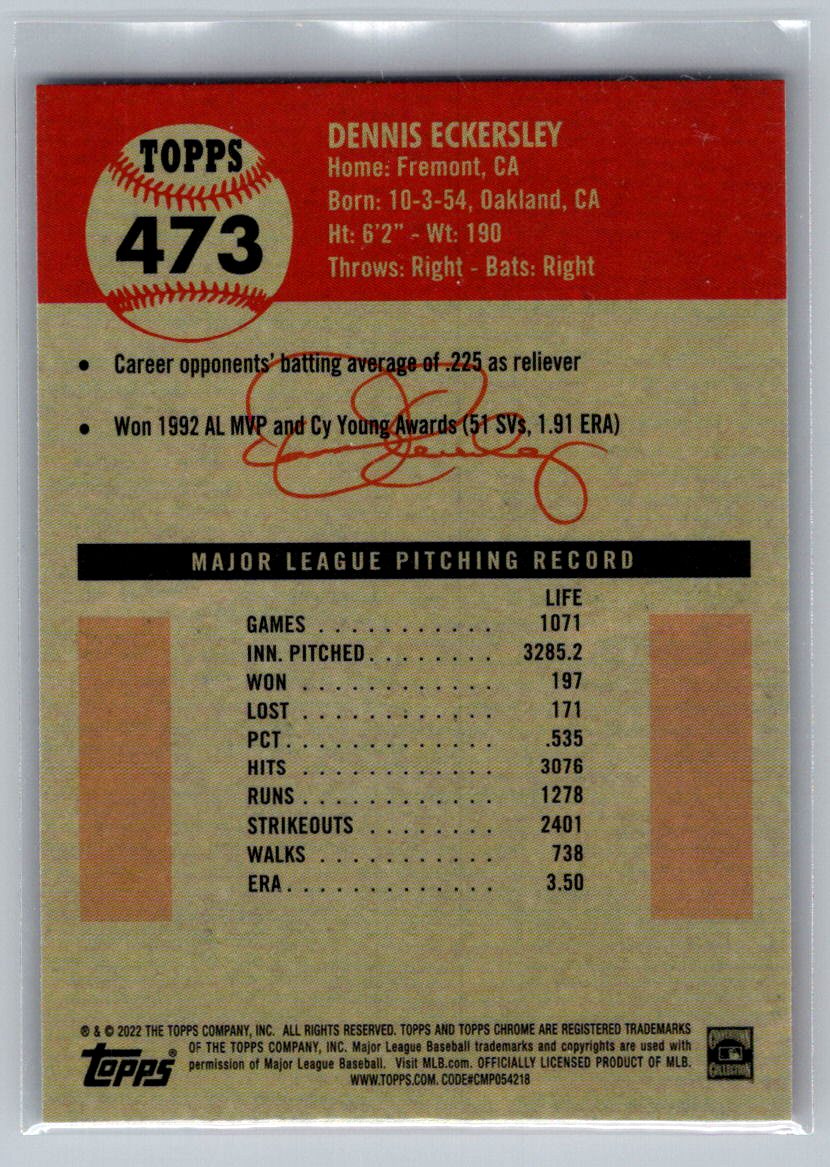 2022 Topps Chrome Platinum Anniversary #473 Dennis Eckersley
