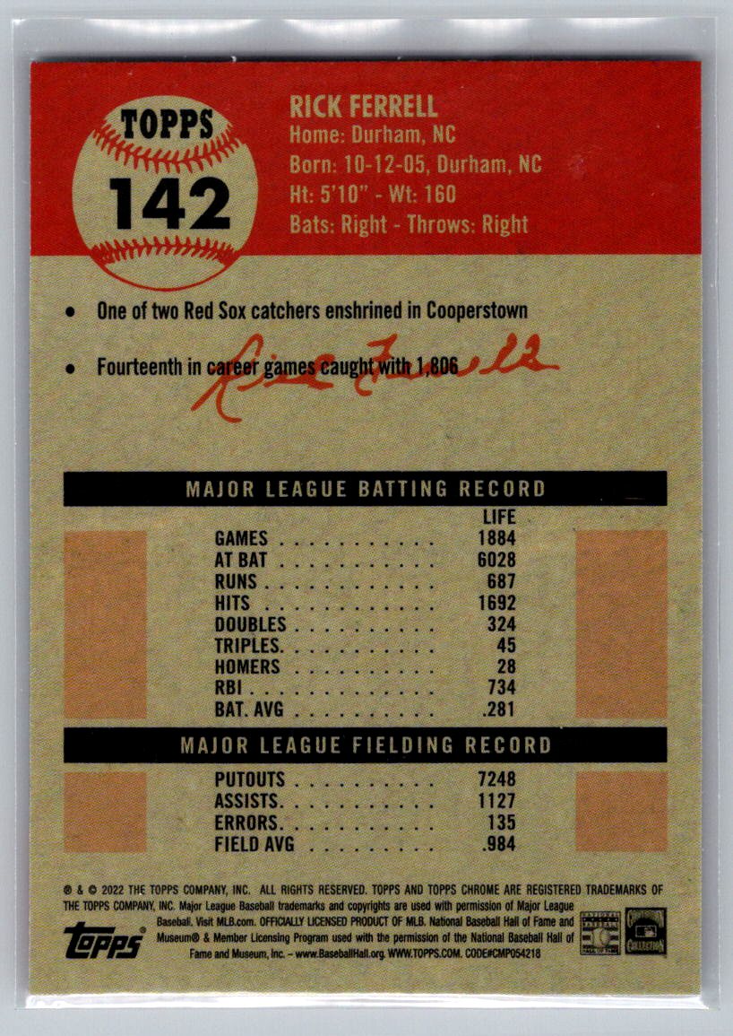 2022 Topps Chrome Platinum Anniversary #142 Rick Ferrell