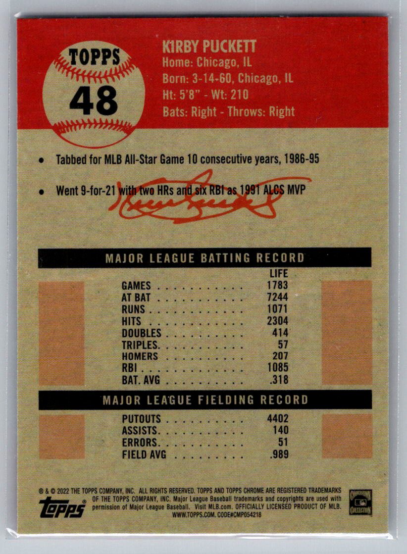 2022 Topps Chrome Platinum Anniversary #48 Kirby Puckett