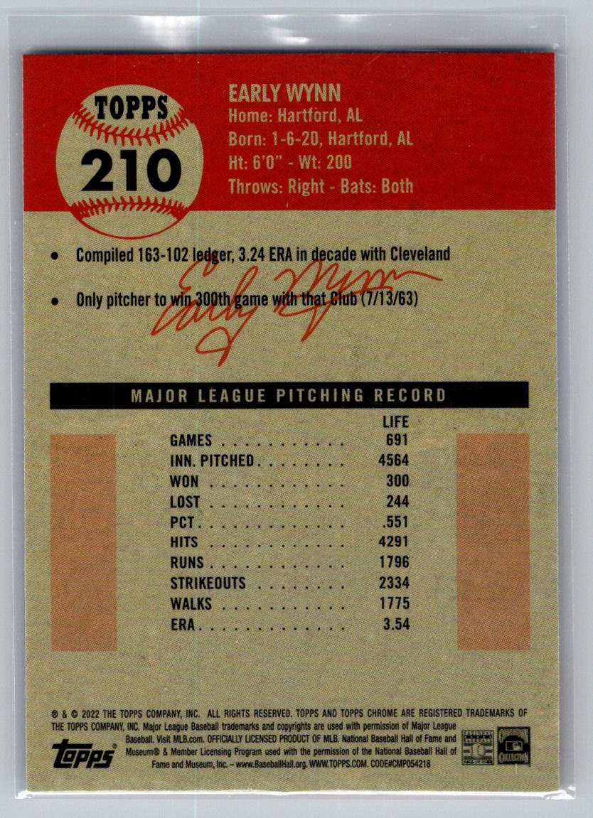 2022 Topps Chrome Platinum Anniversary #210 Early Wynn