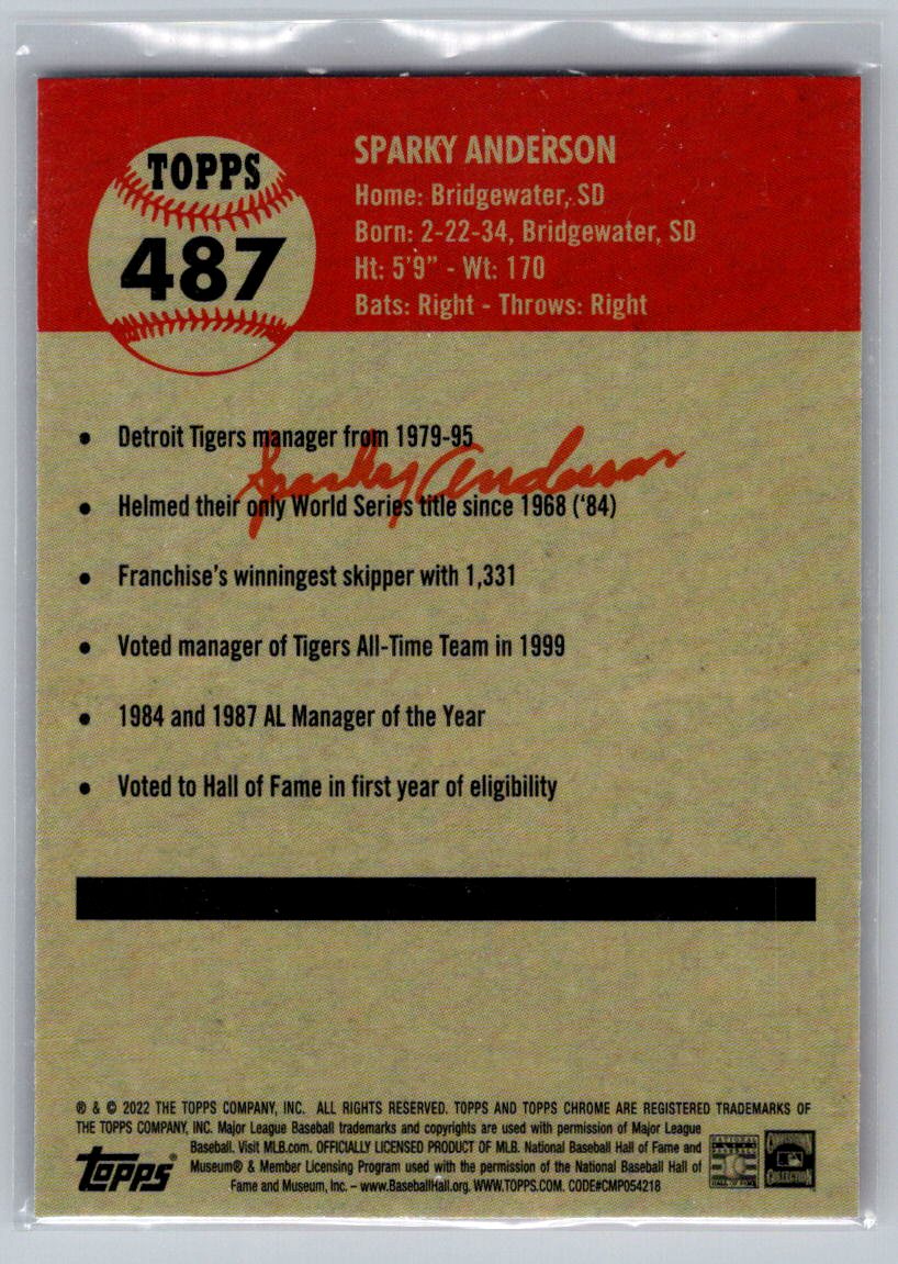 2022 Topps Chrome Platinum Anniversary #487 Sparky Anderson