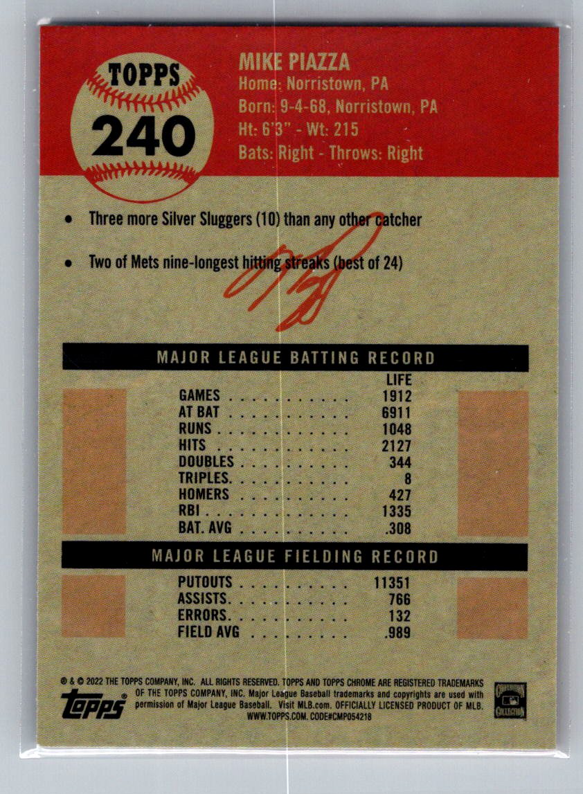 2022 Topps Chrome Platinum Anniversary #240 Mike Piazza