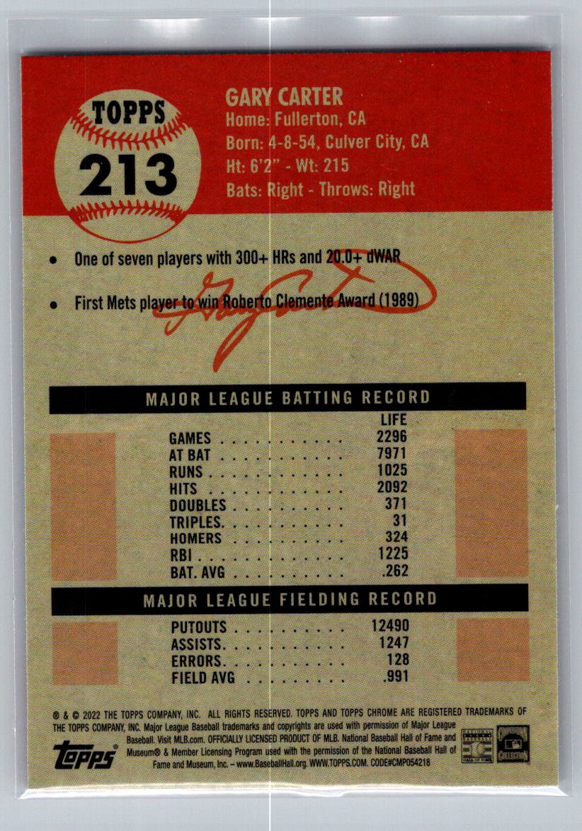 2022 Topps Chrome Platinum Anniversary #213 Gary Carter