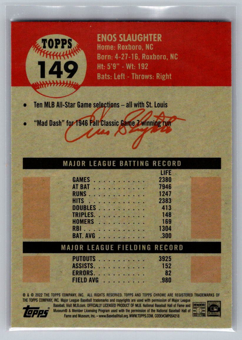 2022 Topps Chrome Platinum Anniversary #149 Enos Slaughter
