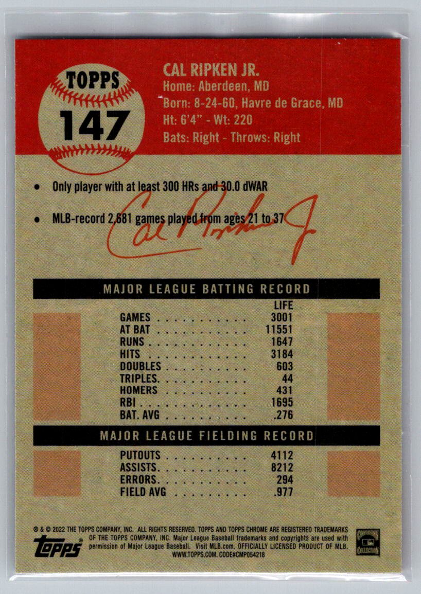 2022 Topps Chrome Platinum Anniversary #147 Cal Ripken Jr.