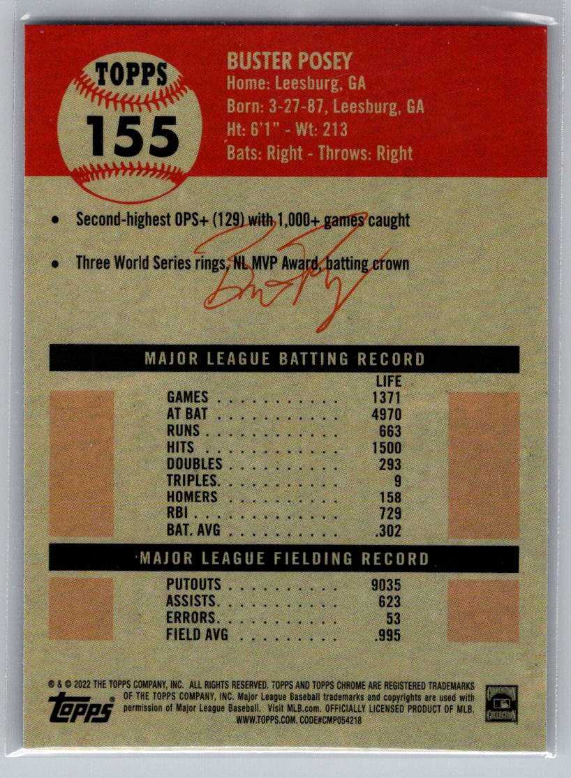 2022 Topps Chrome Platinum Anniversary #155 Buster Posey