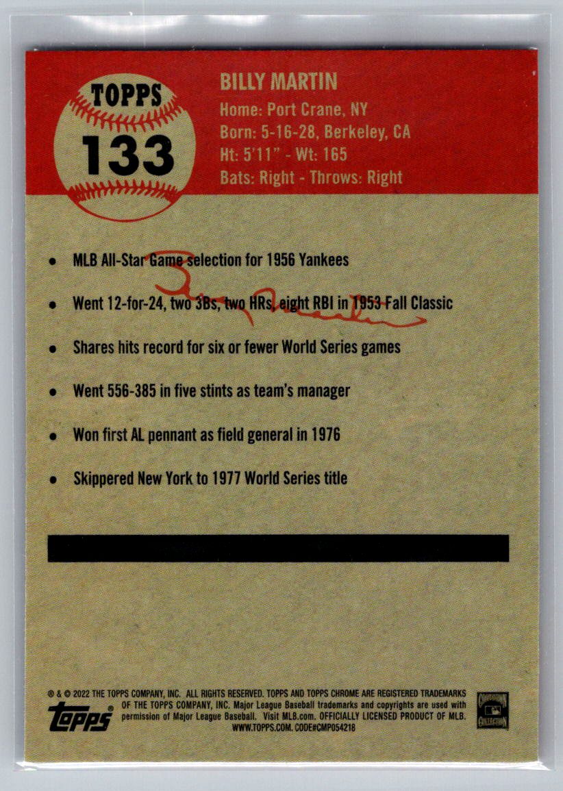 2022 Topps Chrome Platinum Anniversary #133 Billy Martin