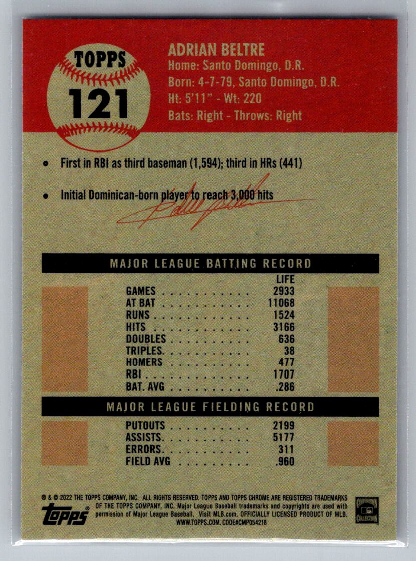 2022 Topps Chrome Platinum Anniversary #121 Adrian Beltre