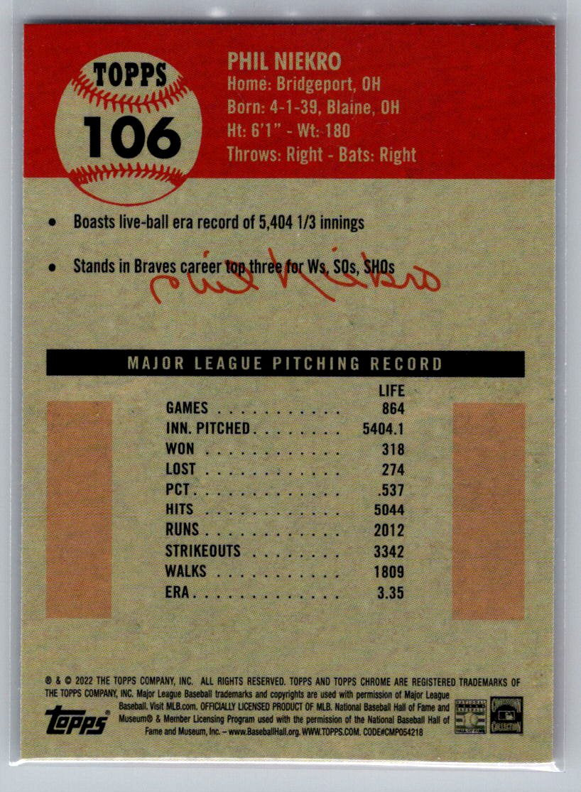 2022 Topps Chrome Platinum Anniversary #106 Phil Niekro