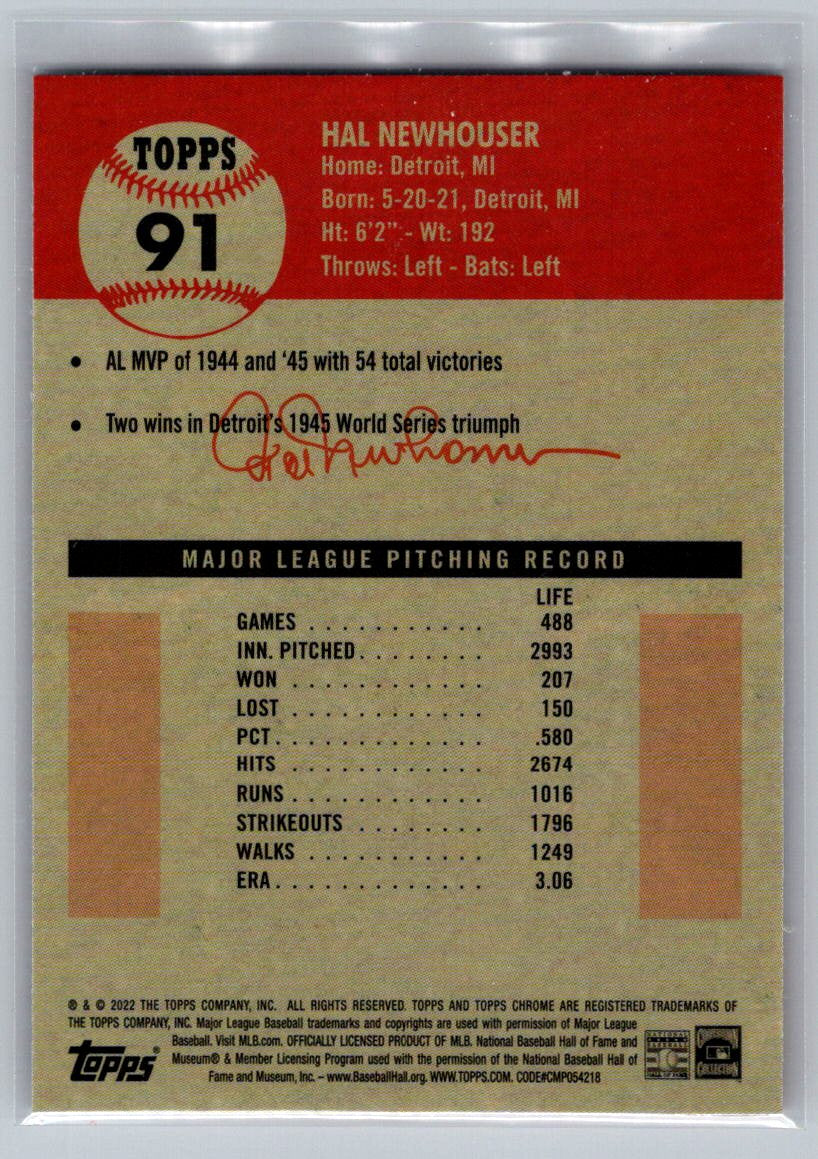 2022 Topps Chrome Platinum Anniversary #91 Hal Newhouser