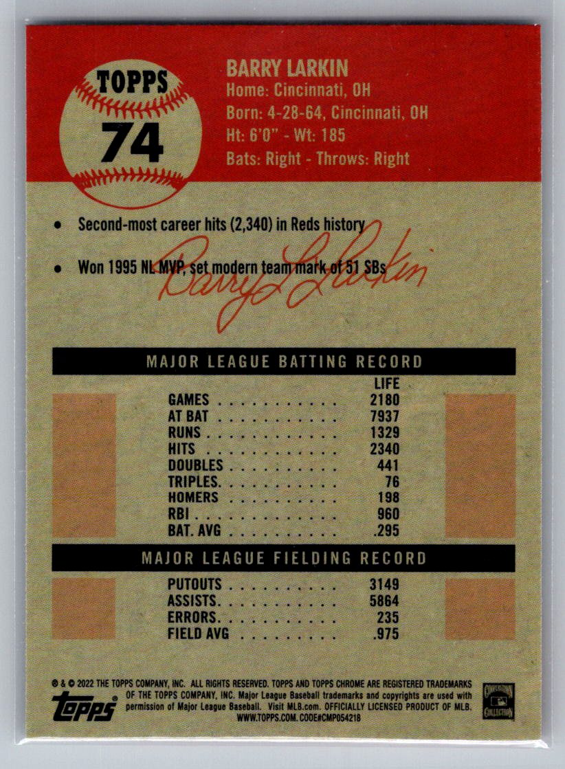 2022 Topps Chrome Platinum Anniversary #74 Barry Larkin