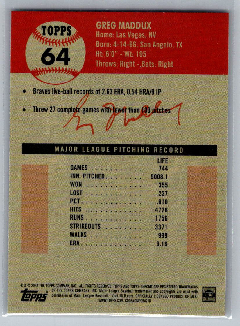 2022 Topps Chrome Platinum Anniversary #64 Greg Maddux