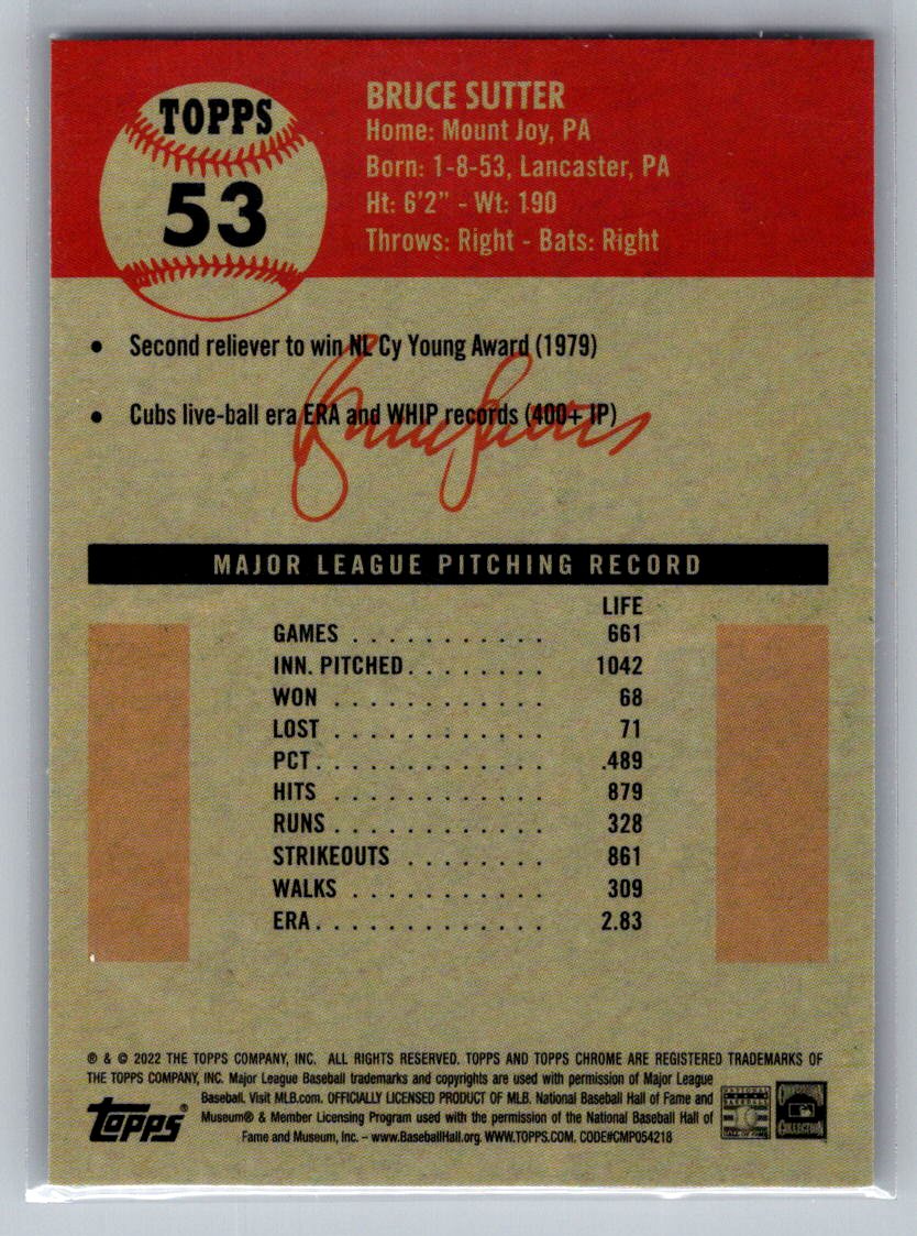 2022 Topps Chrome Platinum Anniversary #53 Bruce Sutter