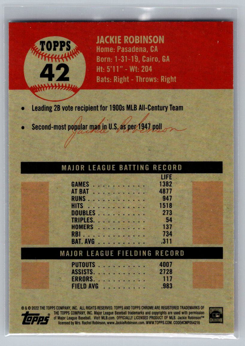 2022 Topps Chrome Platinum Anniversary #42 Jackie Robinson