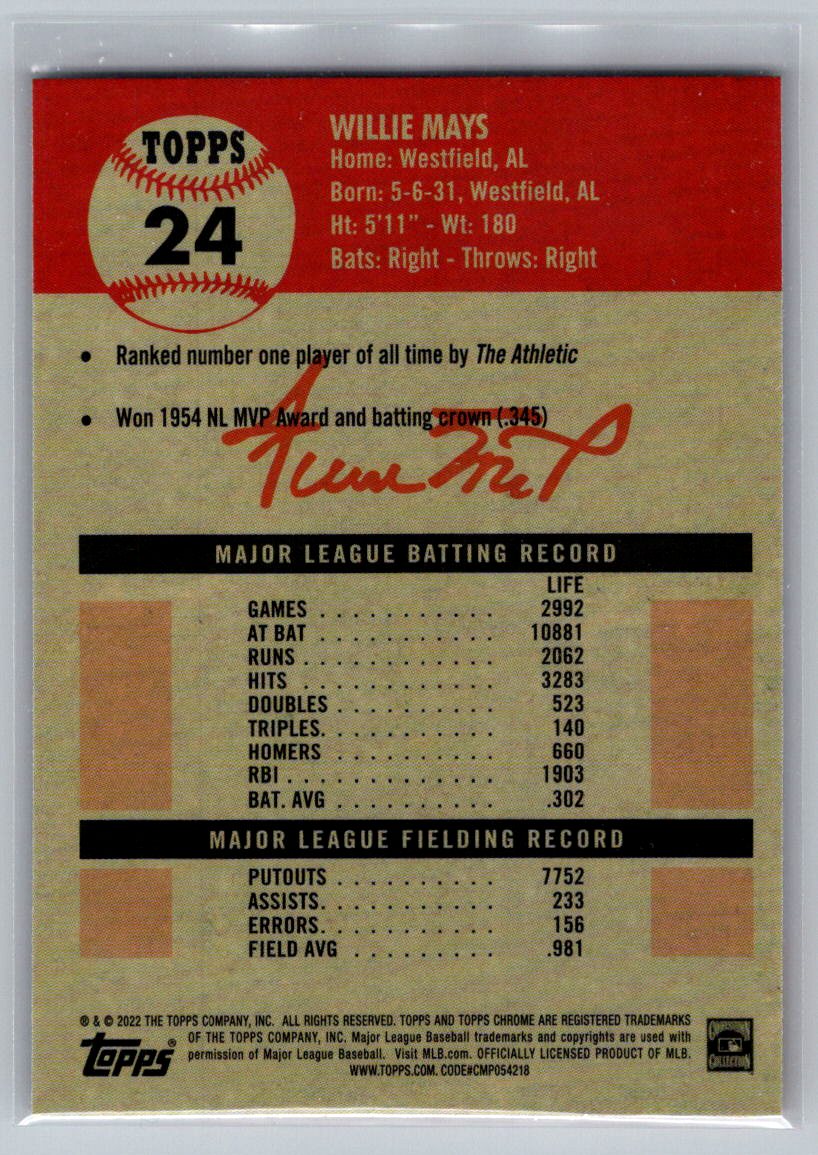 2022 Topps Chrome Platinum Anniversary #24 Willie Mays