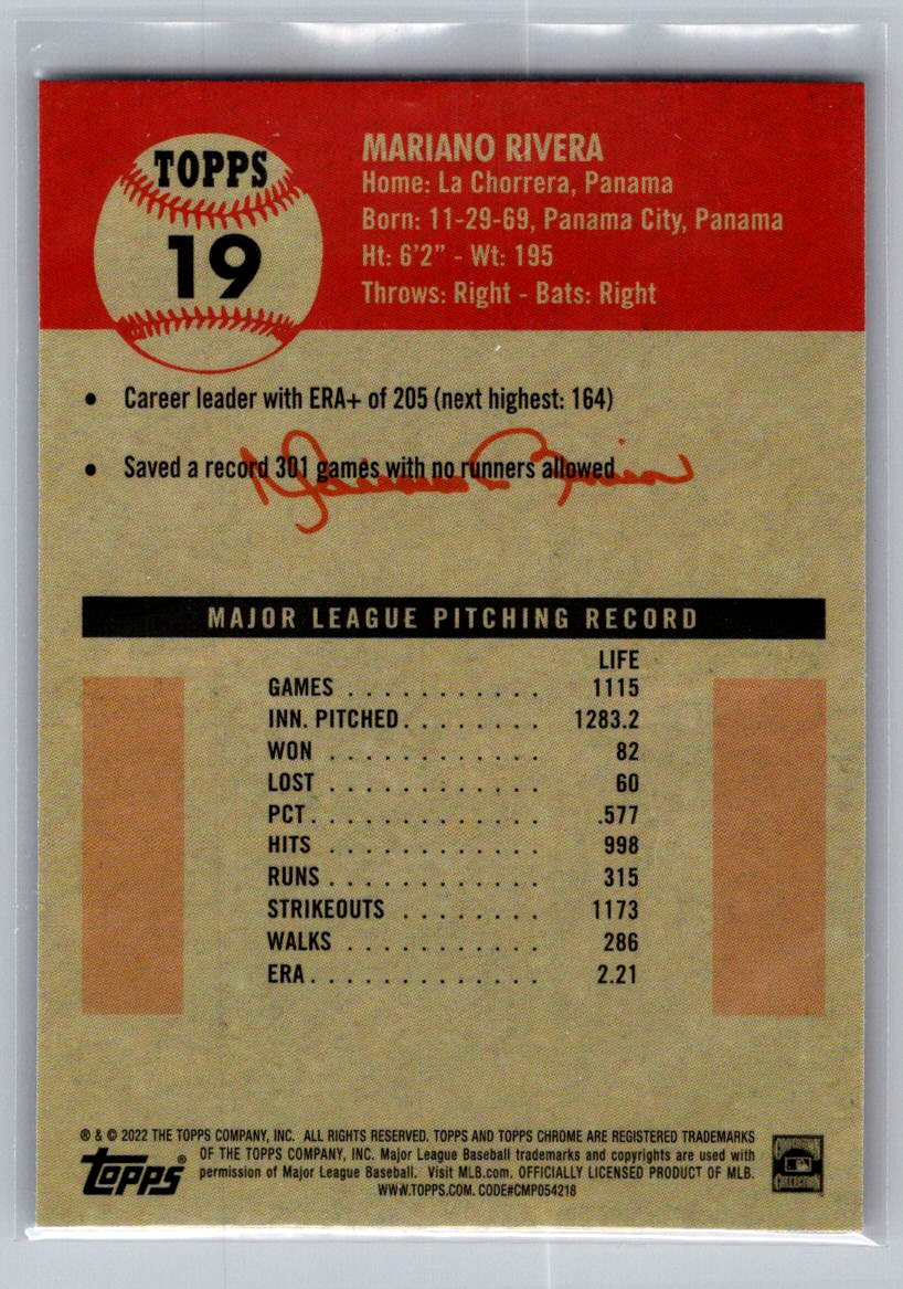 2022 Topps Chrome Platinum Anniversary #19 Mariano Rivera