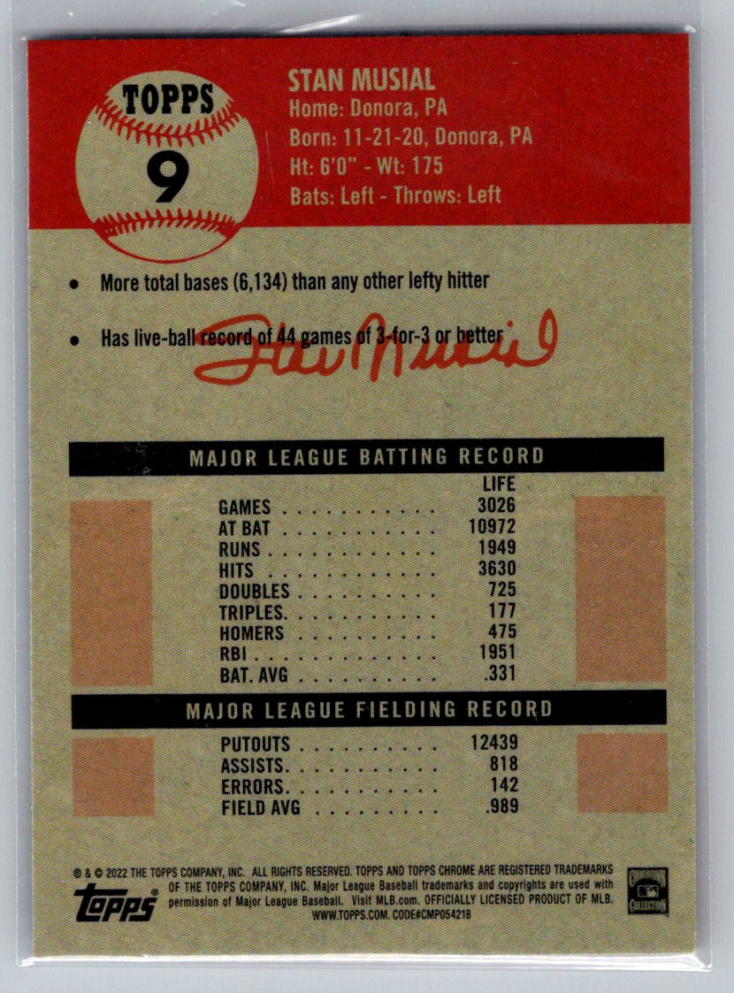 2022 Topps Chrome Platinum Anniversary #9 Stan Musial