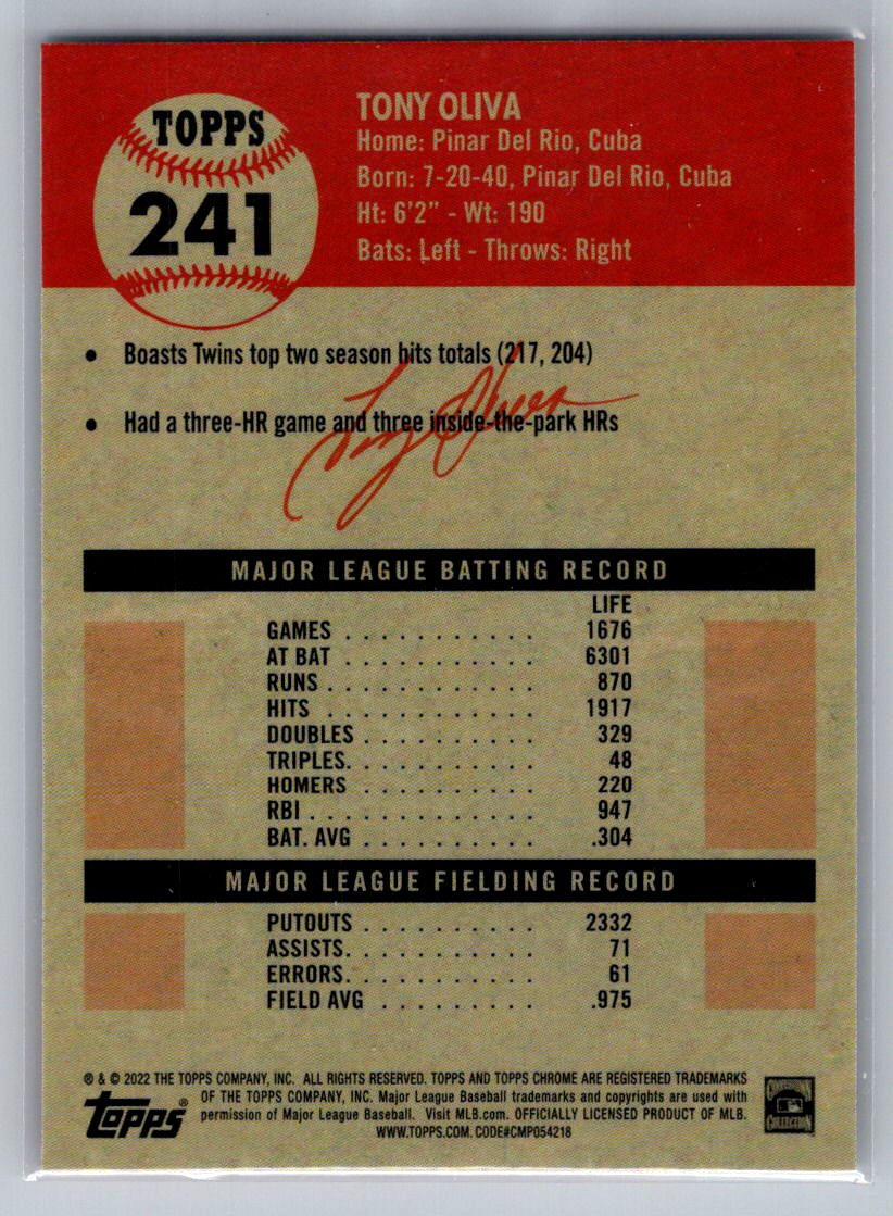 2022 Topps Chrome Platinum Anniversary #241 Tony Oliva