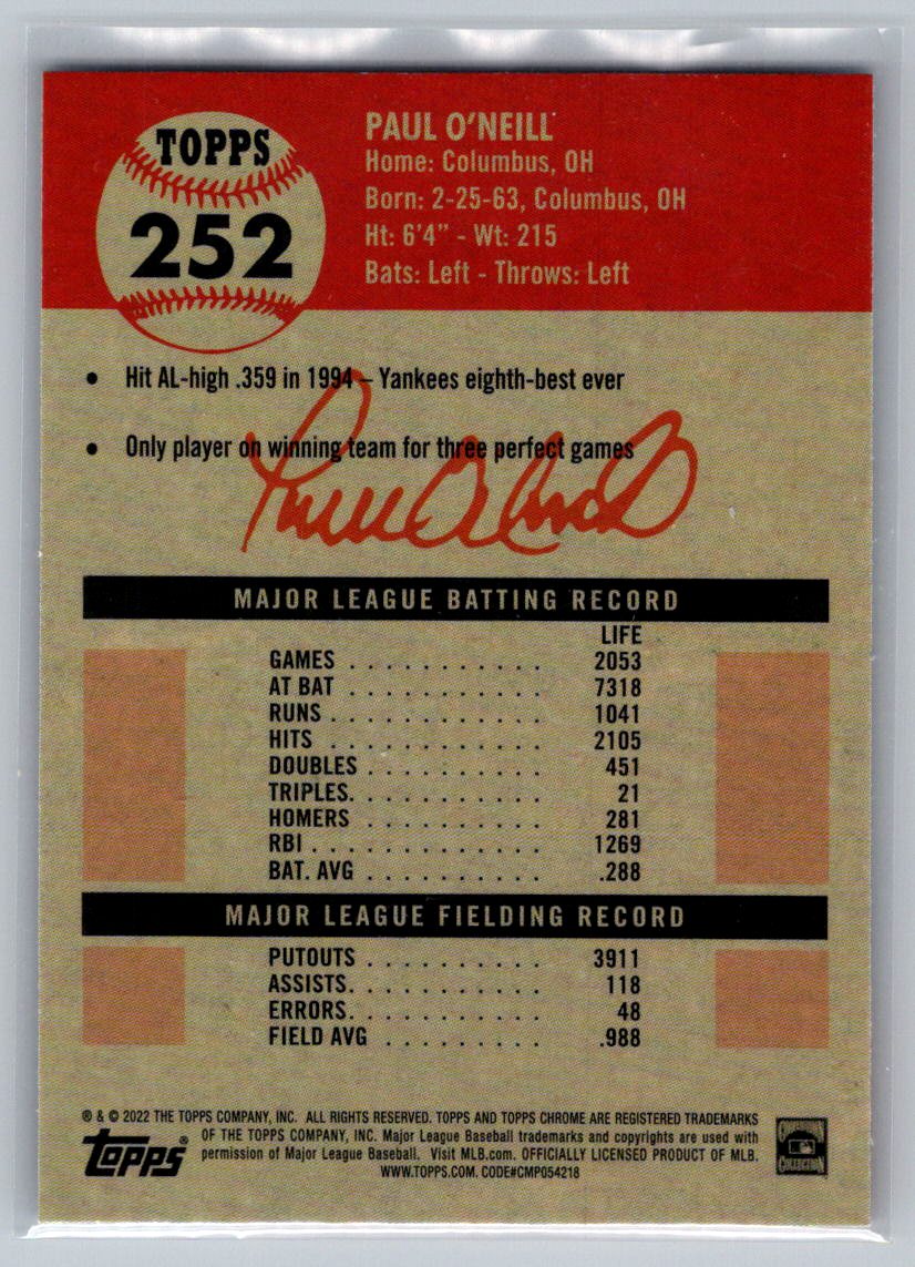 2022 Topps Chrome Platinum Anniversary #252 Paul O'Neill